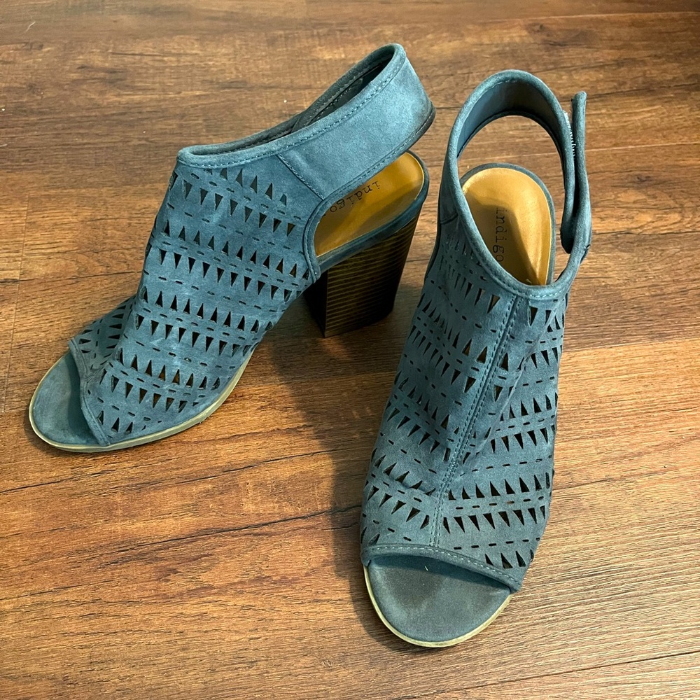 Indigo rd block heels with Velcro straps